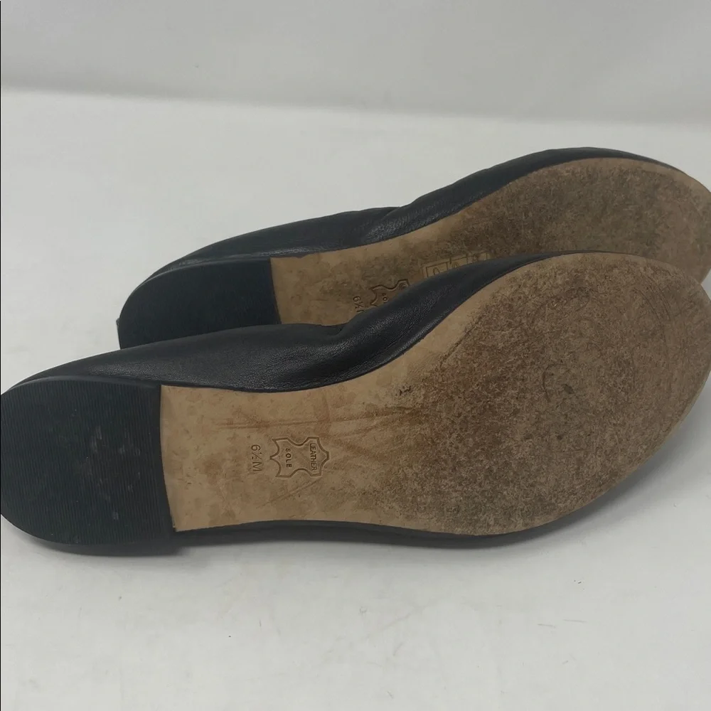 Tory Burch Black Ballet Flats with Silver Rhinestone Logo Size 6.5